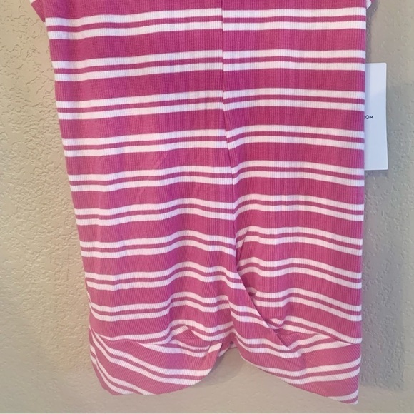 NWT Tank Top XL (14/16 Girls) Nordstrom Pink White Stripes Ribbed Tank - Picture 3 of 13
